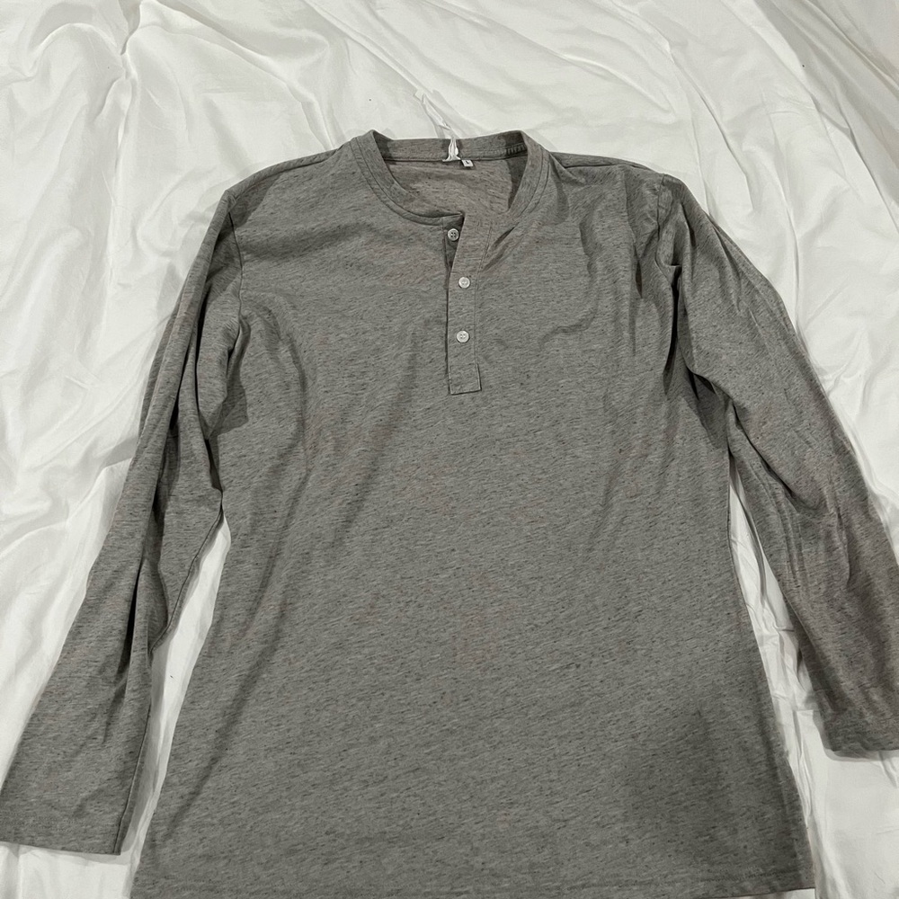 State & Liberty Men's Gray Long Sleeve Henley Shirt Size L